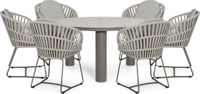 Tuinset Ronde Tuintafel 6 personen 150 cm Rope Taupe  Santika Furniture Santika