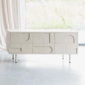 Beige Dressoir Met Relief Vormen - 120x40x55cm.