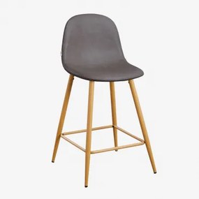 Set Van 4 Hoge Krukken Van Glamm-kunstleer Grijs – Antraciet & ↑65 Cm & Natuurlijk Hout - Sklum