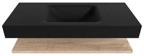 Zaro Alan badmeubel 110cm met planchet washed oak en vrijhangende wastafel cloud midden zonder kraangat urban