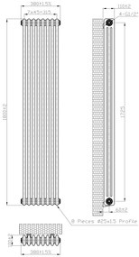 Eastbrook Imperia 3 koloms radiator 40x180cm 2099W metaal