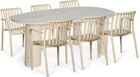 Tuinset 6 personen 240 cm Kunststof Zand/Beige Domani Furniture Alba/Guave