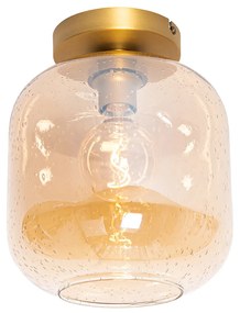 Design plafondlamp messing en amber glas - Zuzanna Design E27 rond Binnenverlichting Lamp