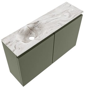 Mondiaz Ture DLux toiletmeubel 80cm army met wastafel glace links zonder kraangat