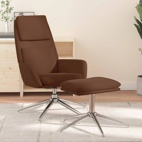vidaXL Relaxstoel met voetenbank microvezelstof bruin