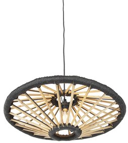 Oosterse hanglamp bamboe met zwart 60 cm - Evalin