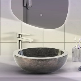 Sanigoods Ellie waskom rond gepolijst 35x12cm zwart marmer