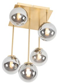 Moderne plafondlamp goud 5-lichts met smoke glas - Athens Landelijk G9 rond Binnenverlichting Lamp