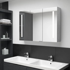 vidaXL Badkamerkast met spiegel en LED 89x14x62 cm betongrijs