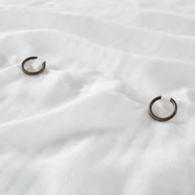 Glasgordijn met ruitjes en met vaste ringen, Ivory