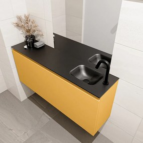 Mondiaz Olan 120cm toiletmeubel ocher met wastafel urban rechts 1 kraangat