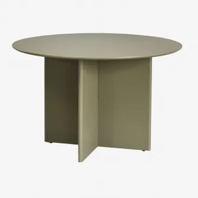 Ronde Eettafel Ø120 Cm In Mdf Saonara Groen – Salie - Sklum