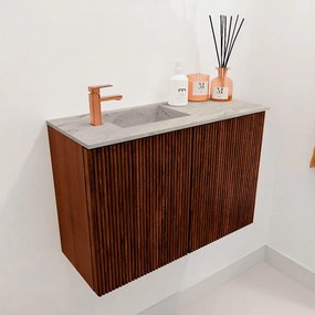 Mondiaz Joya DLux 60cm toiletmeubel ruby met wastafel faye links 1 kraangat glace