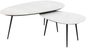 Goossens Salontafel Enzo ovaal, marmer wit, elegant chic, 110 x 40 x 55 cm