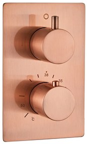 Saniclear Copper inbouwregendouche 20cm met vierkante massagejets en wandarm geborsteld koper