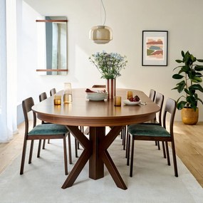 Eettafel, 6 tot 12 personen, notenfineer en gekleurde beuk, GOSLING