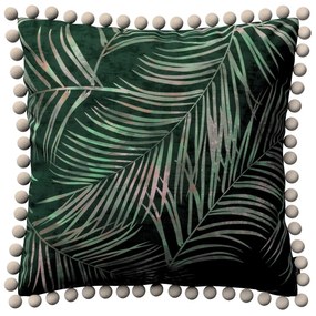 Dekoria Kussenhoes Wera met pompons, groen 45 x 45 cm