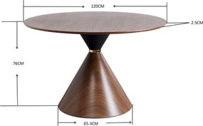 Kare Design Cono Ronde Eettafel Walnoot - 120 X 120cm.