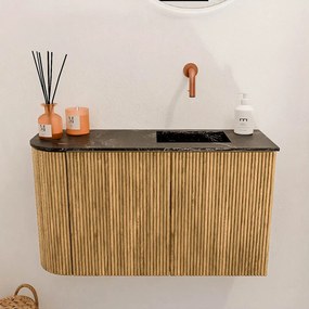 Mondiaz Joya DLux 70cm toiletmeubel ronding links oak met wastafel faye rechts zonder kraangat lava