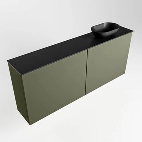 Mondiaz Fowy toiletmeubel 120cm army met zwarte waskom rechts zonder kraangat