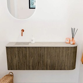 Mondiaz Joya DLux 110cm toiletmeubel ronding rechts dusk met wastafel faye links zonder kraangat opalo