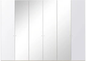 Goossens Kledingkast Easy Storage Ddk, Kledingkast 304 cm breed, 220 cm hoog, 2x glas draaideur en 4x spiegel draaideur midden