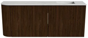 Mondiaz Joya DLux 100cm toiletmeubel ronding links walnut met wastafel faye rechts zonder kraangat opalo