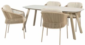 Taste by 4 Seasons Florence tuinset latte met manolo tafel geprint keramiek 180 cm Tuinstoel   taupe weerbestendig
