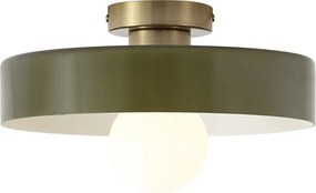 Retro plafondlamp brons met groen glas - Jina