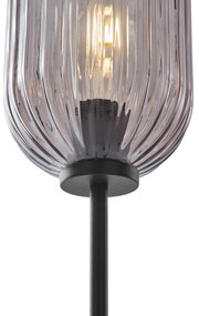 Art Deco vloerlamp zwart met smoke glas - Rid Art Deco E27 Binnenverlichting Lamp