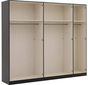 Goossens Kledingkast Easy Storage Ddk, Kledingkast 253 cm breed, 220 cm hoog, 2x glas draaideur en 3x spiegel draaideur midden