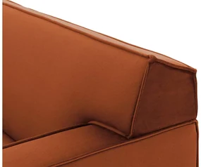 Goossens Basic Hoekbank Edolo oranje, stof, urban industrieel met ligelement links