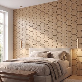Hexagon Panel Naturel Eiken 81CM | Akoestisch | Wanddecor | Zeshoekig