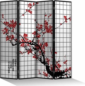 Fine Asianliving Kamerscherm B160xH180cm 4 Panelen Kersenbloesems Zwart