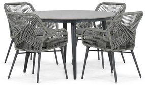 Tuinset Ronde Tuintafel 4 personen 120 cm Aluminium/wicker Grijs  Lifestyle Garden Furniture Advance/Vienna