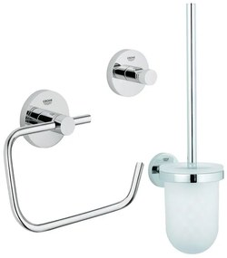 GROHE Essentials Toilet accessoireset 3-delig met toiletborstelhouder, handdoekhaak en toiletrolhouder zonder klep chroom 0438129/0438143/0438137/