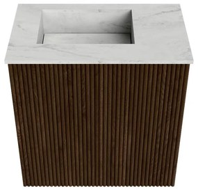 Mondiaz Joya DLux 40cm toiletmeubel walnut met wastafel faye links zonder kraangat opalo