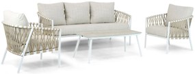 Stoel en Bank Loungeset 5 personen Aluminium/rope Wit Lifestyle Garden Furniture Feraro