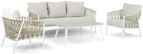 Stoel en Bank Loungeset 5 personen Aluminium/rope Wit Lifestyle Garden Furniture Feraro