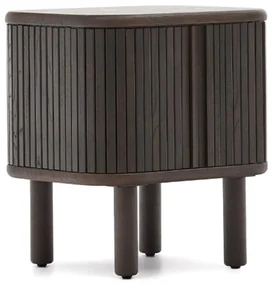 Kave Home Mailen Nachtkastje Met Latjes Donker Bruin Hout - 50x40x55cm.