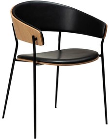 Goossens Eetkamerstoel Geneve zwart kunstleer met armleuning, modern design