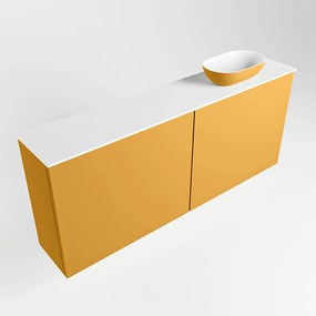 Mondiaz Fowy toiletmeubel 120cm ocher met gele waskom rechts en kraangat