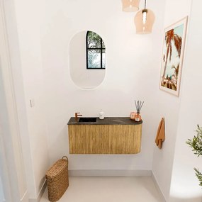 Mondiaz Joya DLux 90cm toiletmeubel ronding rechts oak met wastafel faye links 1 kraangat lava