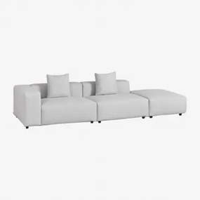 Linker Modulaire Hoekbank Met 2 Zitplaatsen Met Hoge Armleuning En Poef (↔︎345 Cm) Bruna Stof Gris Glacial - Sklum