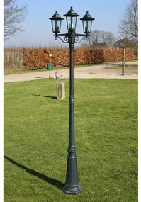 vidaXL Tuinlantaarn met 3 armen 215 cm aluminium donkergroen/zwart