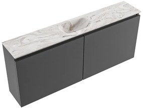 Mondiaz Ture DLux toiletmeubel 120cm dark grey met wastafel glace midden met kraangat