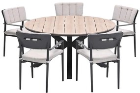 Garden Impressions Dane tuinset 6-delig - Tulli tuintafel Ø148x75 cm - light teak vironwood