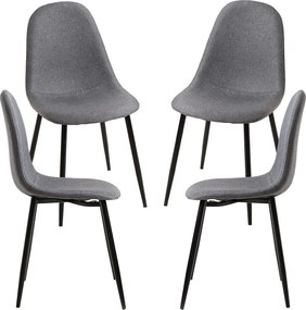 Set 4 Teok Black Stoffen Stoelen