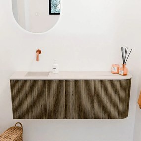 Mondiaz Joya DLux 110cm toiletmeubel ronding rechts dusk met wastafel faye links zonder kraangat meli