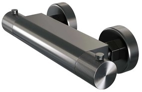 Brauer Gunmetal Carving thermostatische douchekraan met glijstang en 3 standen handdouche gunmetal geborsteld PVD